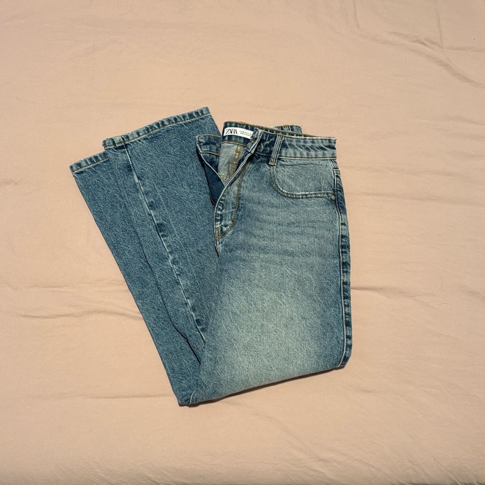 Zara Light Blue Straight Leg Jeans